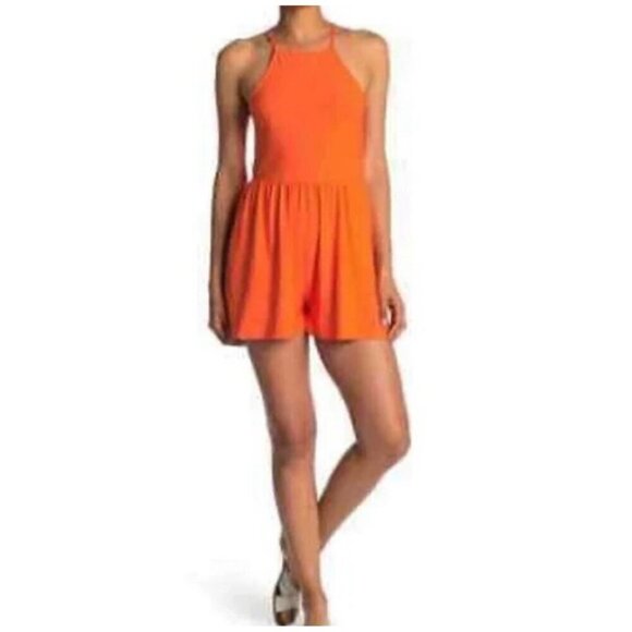 NWT Abound High Neck Orange Romper - Size: Medium - Picture 1 of 8